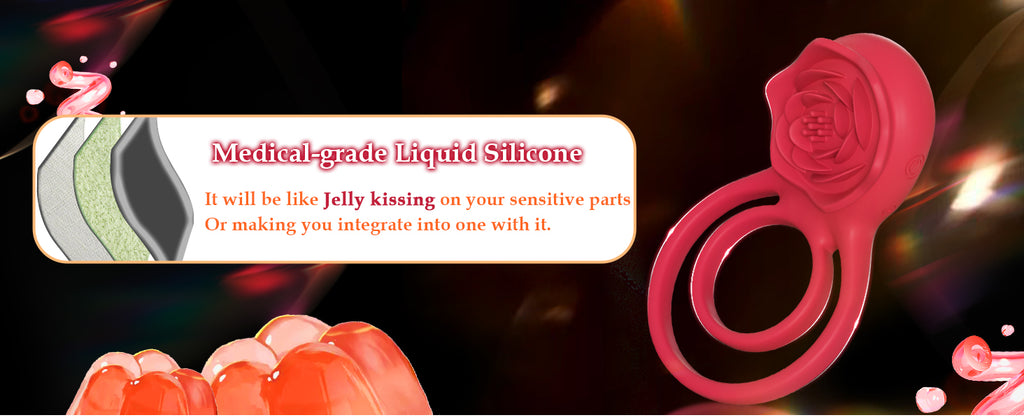 Vibrating Cock Ring with Rose Clitoral Stimulator, Pleasure Penis Ring Vibrator Couples Adult Sex Toys for Men Women, 7 Vibrations Male Couple Sex Toy