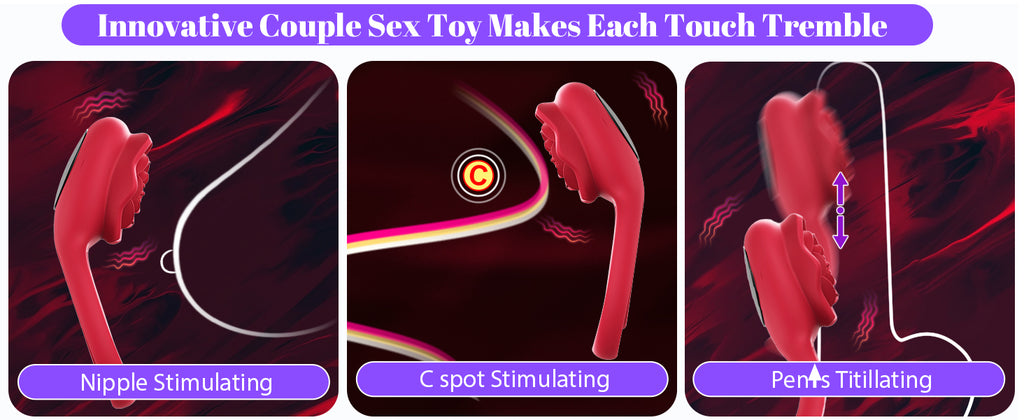 Vibrating Cock Ring with Rose Clitoral Stimulator, Pleasure Penis Ring Vibrator Couples Adult Sex Toys for Men Women, 7 Vibrations Male Couple Sex Toy