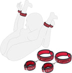 Sex Bondage Wrist & Thigh Cuffs BDSM Restraints Set, Sex Toys for Women with Adjustable Leg Straps Handcuffs for Couple Beginner SM Game Play (Deep Red)