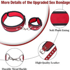 Sex Bondage Wrist & Thigh Cuffs BDSM Restraints Set, Sex Toys for Women with Adjustable Leg Straps Handcuffs for Couple Beginner SM Game Play (Deep Red)