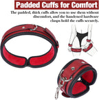 Sex Bondage Wrist & Thigh Cuffs BDSM Restraints Set, Sex Toys for Women with Adjustable Leg Straps Handcuffs for Couple Beginner SM Game Play (Deep Red)
