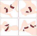 Sex Bondage Wrist & Thigh Cuffs BDSM Restraints Set, Sex Toys for Women with Adjustable Leg Straps Handcuffs for Couple Beginner SM Game Play (Deep Red)