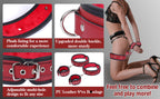 Sex Bondage Wrist & Thigh Cuffs BDSM Restraints Set, Sex Toys for Women with Adjustable Leg Straps Handcuffs for Couple Beginner SM Game Play (Deep Red)