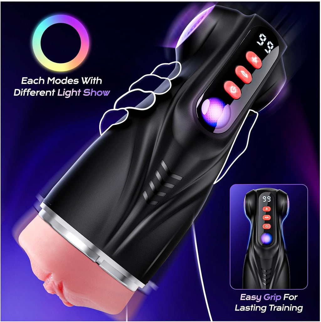 Male Masturbator Sex Toys for Men - 3 Sleeves Sets AI Sync Pocket Pussy Penis Pump with 9 Sucking & 9 Vibrating, APP Adult Toys Mens Sex Toy, Colorful Lighting Stroker Machine Sets Sex Kits