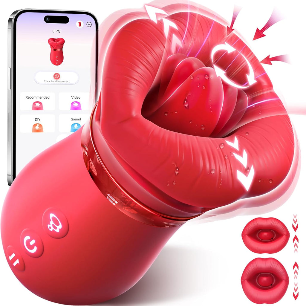Vibrator Adult Sex Toys for Women - 5IN1 Mouth Sucking Vibrator Rose Sex Toy, 10 Tongue Licking, 3 Auto & 1 Manual Sucking Adult Toys New APP, Anal Clit Nipple Vibrators Female Couples Sex Toys