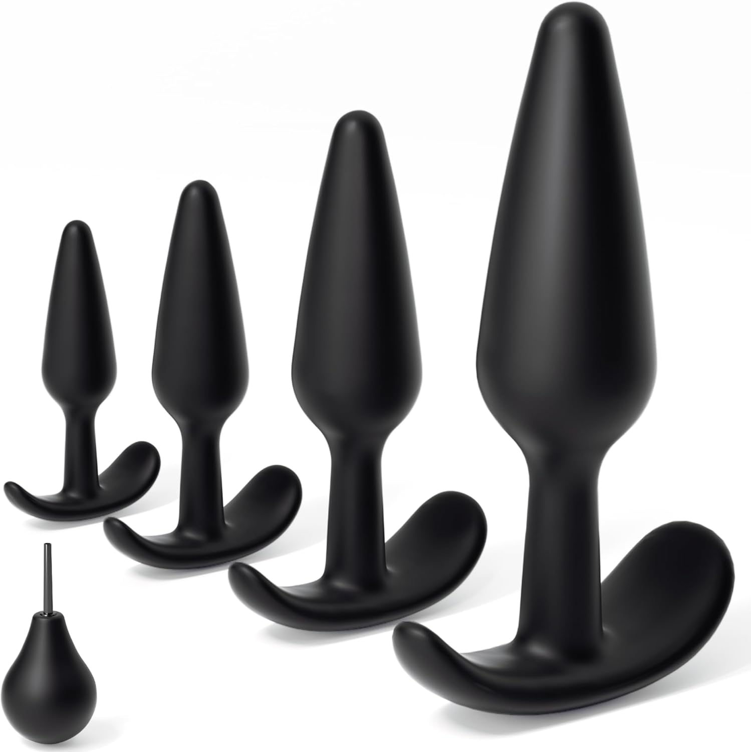 5PCS Silicone Butt Plug Anal Plug Set, Upgrade Prostate Massager Beginner to Advanced Training Kit with T-Base, Comfortable Long-Term Wear for Men & Women, Anal Training Sets for Couples Pleasure