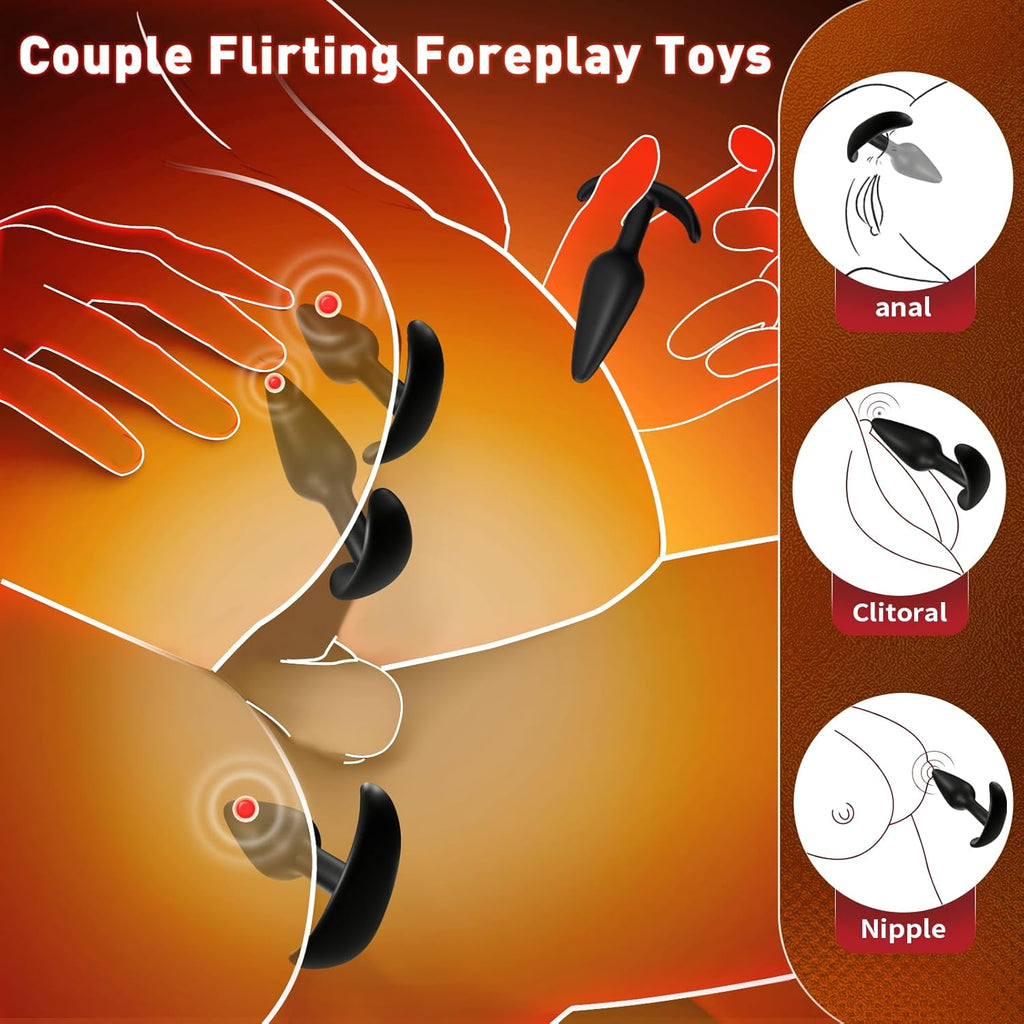 5PCS Silicone Butt Plug Anal Plug Set, Upgrade Prostate Massager Beginner to Advanced Training Kit with T-Base, Comfortable Long-Term Wear for Men & Women, Anal Training Sets for Couples Pleasure