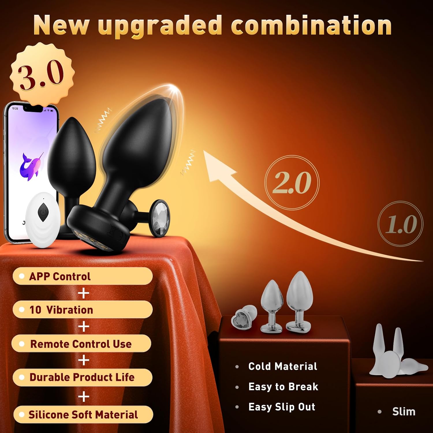 Anal Plug Vibrating Butt Plug, Adult Sex Toys 3PCS Silicone Anal Plugs, Anal Sex Toys with Remote Control 10 Vibrating Vibrator for Men, Anal Toys Adult Sex Toy & Games Prostate Massager