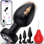 5PCS Anal Training Kit Anal Toys with 10 Vibration Modes,Remote Control Prostate Massager Plugs Vibrator with Enema Bulb, Set for Beginners, Advanced Users for Men Women Couples Pleasure