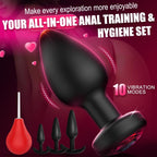 5PCS Anal Training Kit Anal Toys with 10 Vibration Modes,Remote Control Prostate Massager Plugs Vibrator with Enema Bulb, Set for Beginners, Advanced Users for Men Women Couples Pleasure