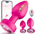 3PCS Anal Training Kit Adult Sex Toys, Silicone Vibrating Butt Plug with 10 Vibration, APP Remote Control Dildo Vibrator Butt Plug Set for Beginners, Advanced Users for Men Women Couple（Pink