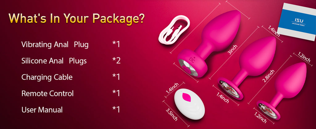 3PCS Anal Training Kit Adult Sex Toys, Silicone Vibrating Butt Plug with 10 Vibration, APP Remote Control Dildo Vibrator Butt Plug Set for Beginners, Advanced Users for Men Women Couple（Pink